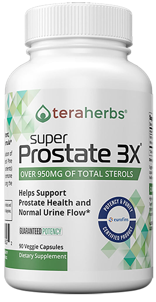 Teraherbs Super Prostate 3X bottle with capsules for daily urinary comfort.