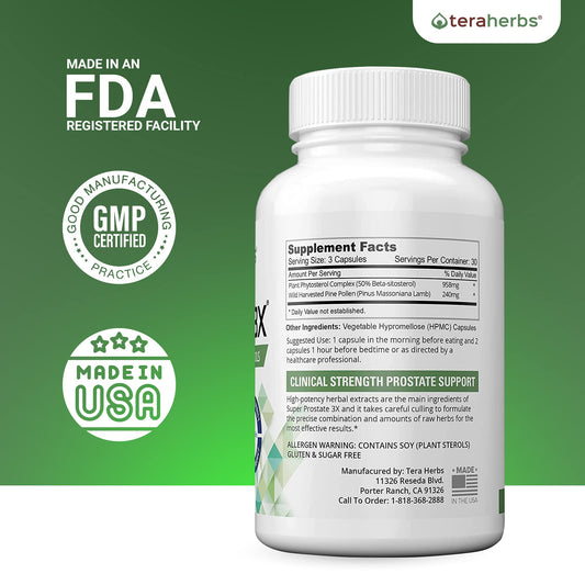 Teraherbs Super Prostate 3X capsules ready for daily use.
