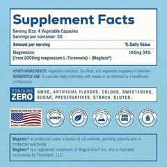 Teraputics Magtein bottle with capsules suggesting convenient supplementation.