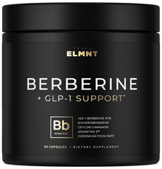 Terra Elmnt berberine ultra-concentrated capsules on bottle; may support healthy glucose levels.