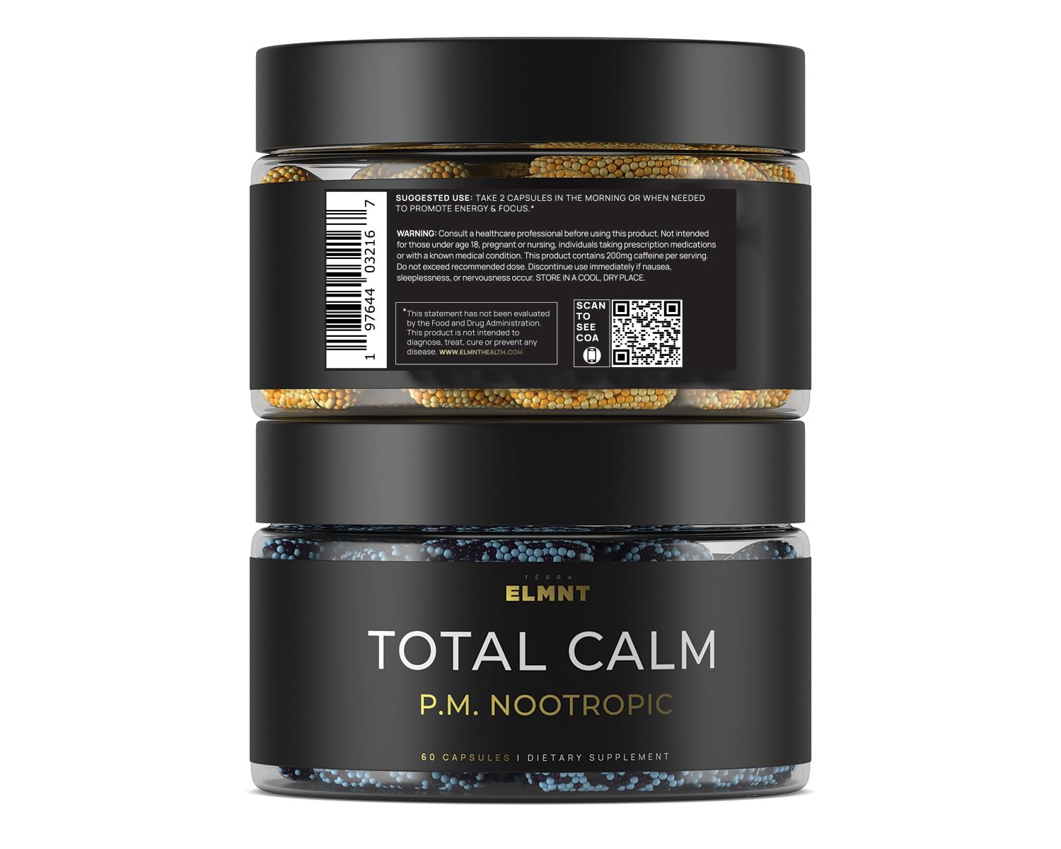 Morning routine scene with Terra Elmnt AMPM capsules and glass