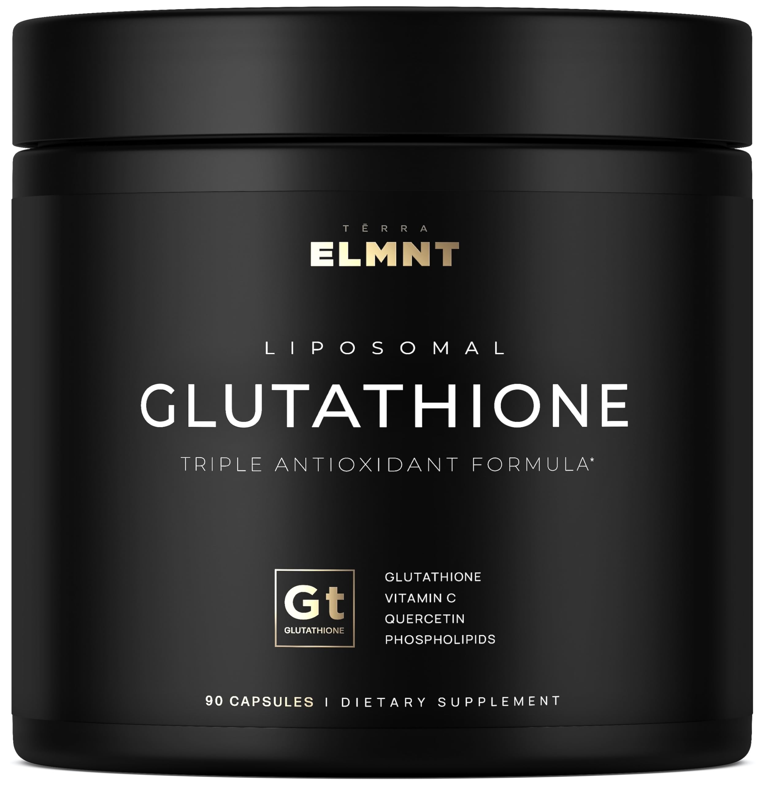 Terra Elmnt 2150mg glutathione bottle front, high-potency liposomal delivery.
