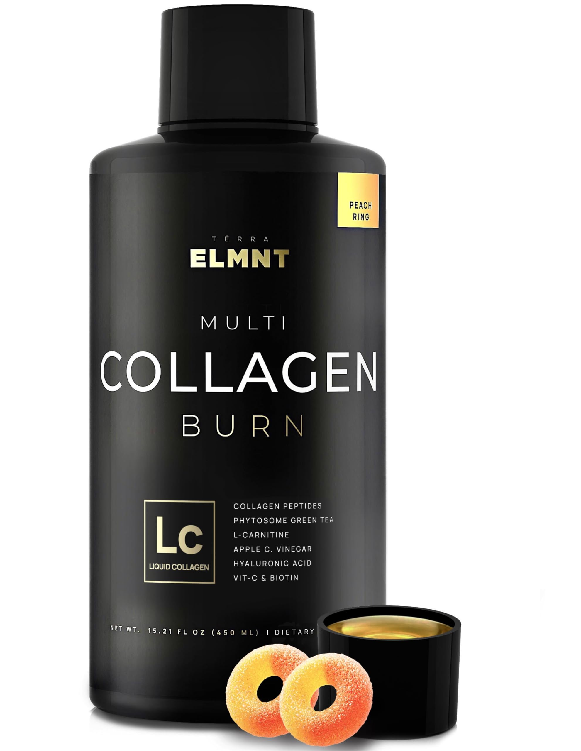 Terra Elmnt liquid collagen peach shot bottle for daily beauty support