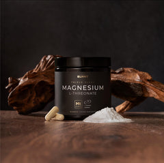 Terra Elmnt magnesium L-threonate capsules and powder detail for purity and potency.