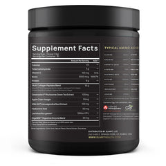 Terra Elmnt Burn pink lemonade tub back label details ingredients for gut health support