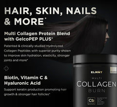 Terra Elmnt Super Multi Collagen Burn glass with water showing effortless hydration.