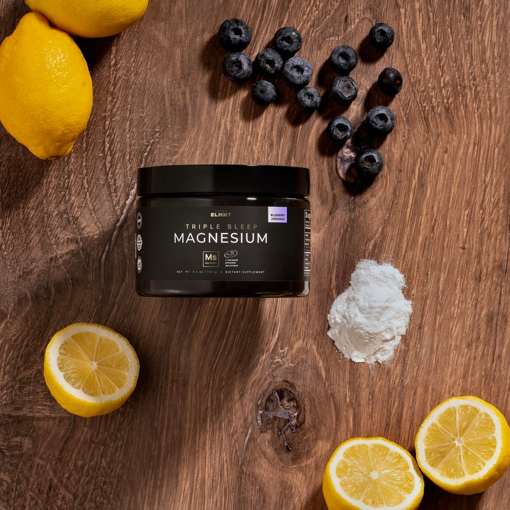 Terra Elmnt Triple Sleep label highlights Magtein, L-Theanine, and Melatonin ingredients