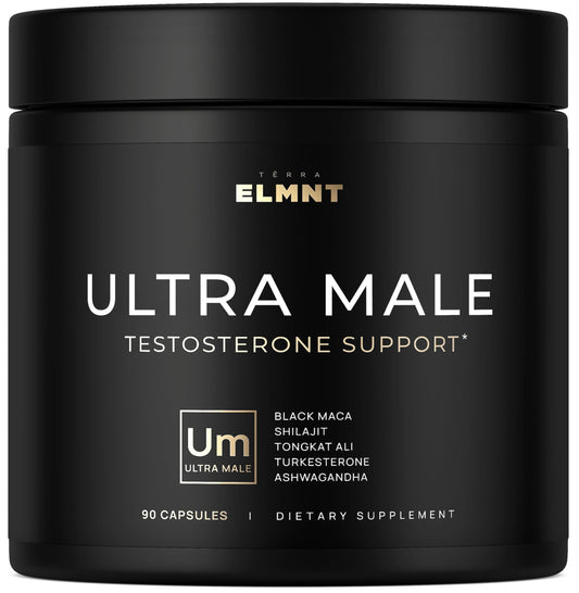 TERRA ELMNT ULTRA MALE bottle front; premium testosterone support.