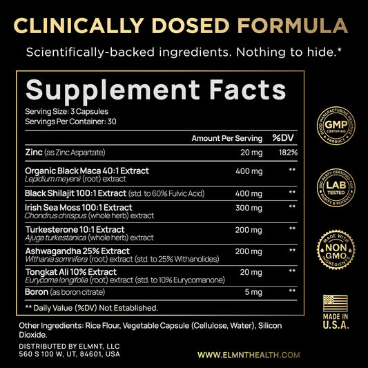 TERRA ELMNT ULTRA MALE bottle pour; shows easy daily dosage.