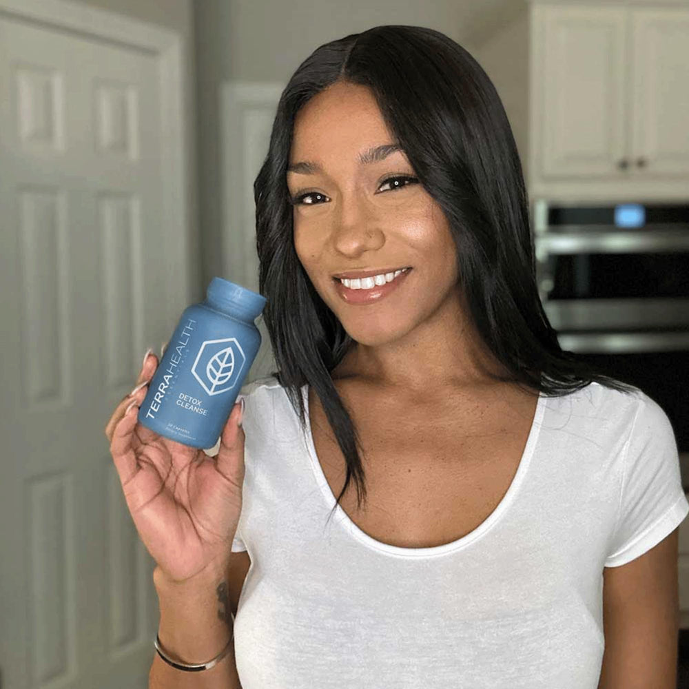 Terra Health Essentials Detox packaging box communicates vegan, gluten-free credibility.