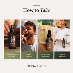 Daily use scene with Terra Health Essentials liposomal glutathione.