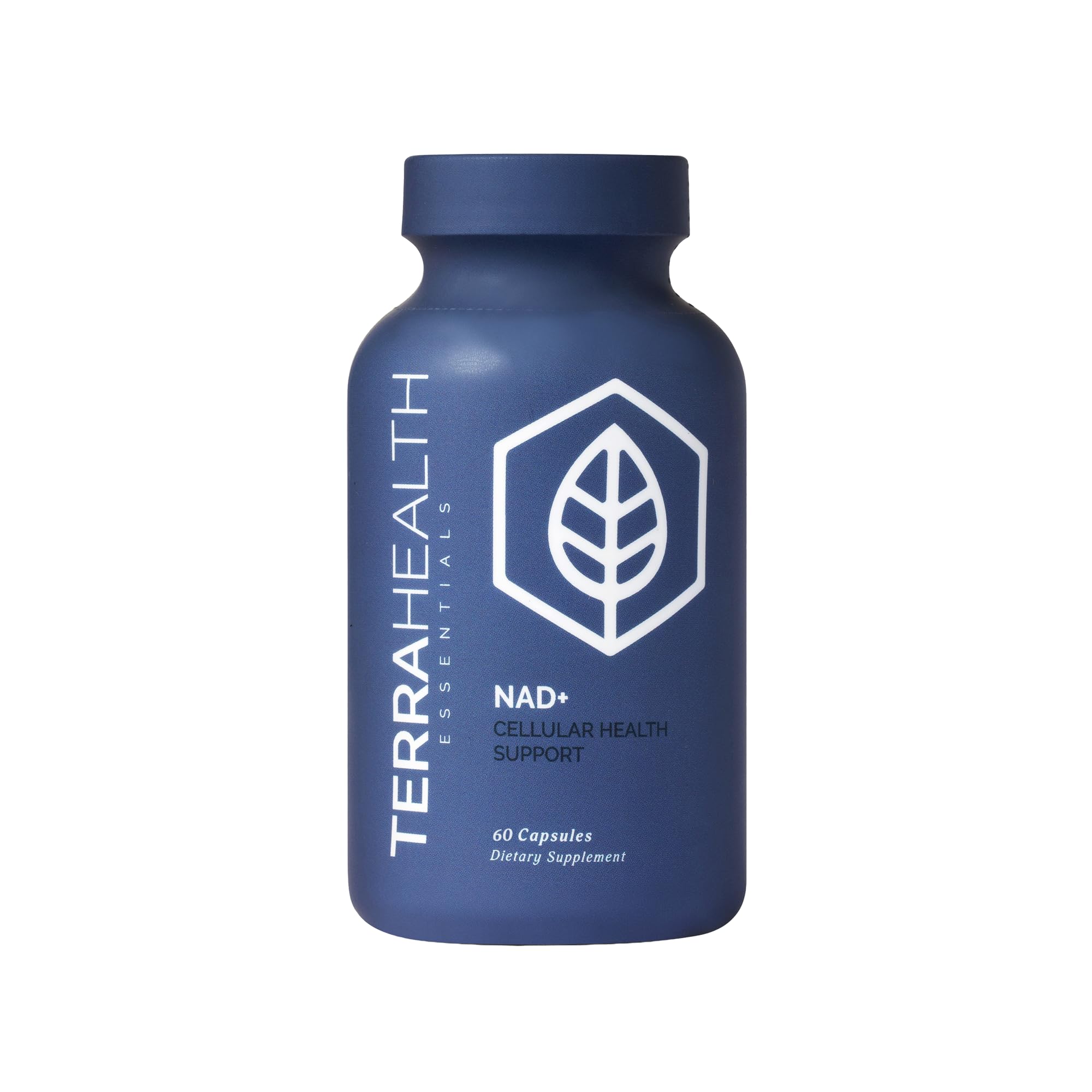 Terra Health Essentials NAD+ bottle shows natural energy support for daily use