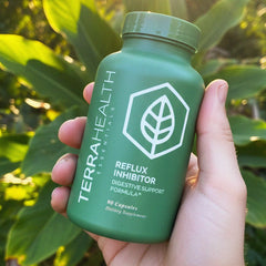 Terra Health Essentials Reflux Inhibitor packaging uses eco-friendly materials.