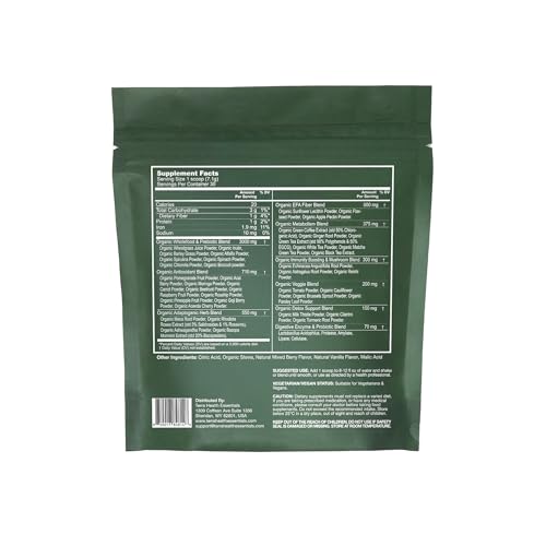 Scoop of Terra Health Essentials Super Greens powder ready to mix for a quick energy boost