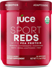 Terra Kai Juce SR7 Reds bottle highlights organic superfood blend and protein