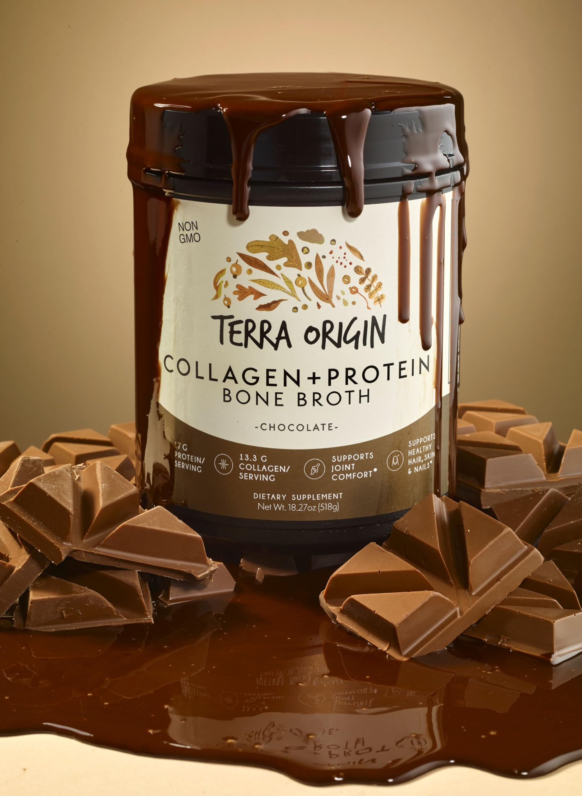 Terra Origin label emphasizes natural Type I and III collagen from bone broth