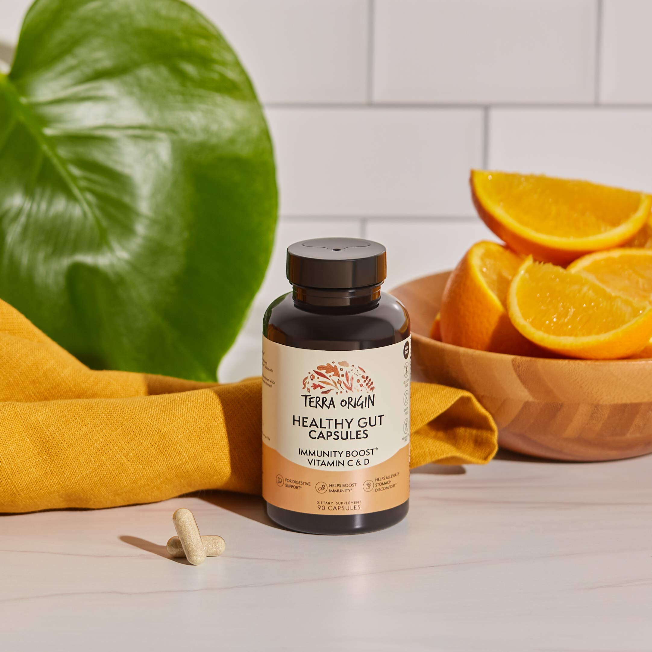 Terra Origin DGL licorice root component highlight for gut lining support.