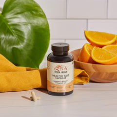 Terra Origin DGL licorice root component highlight for gut lining support.