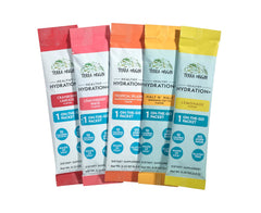 Terra Origin electrolyte blend bottle emphasizing essential nutrients for hydration