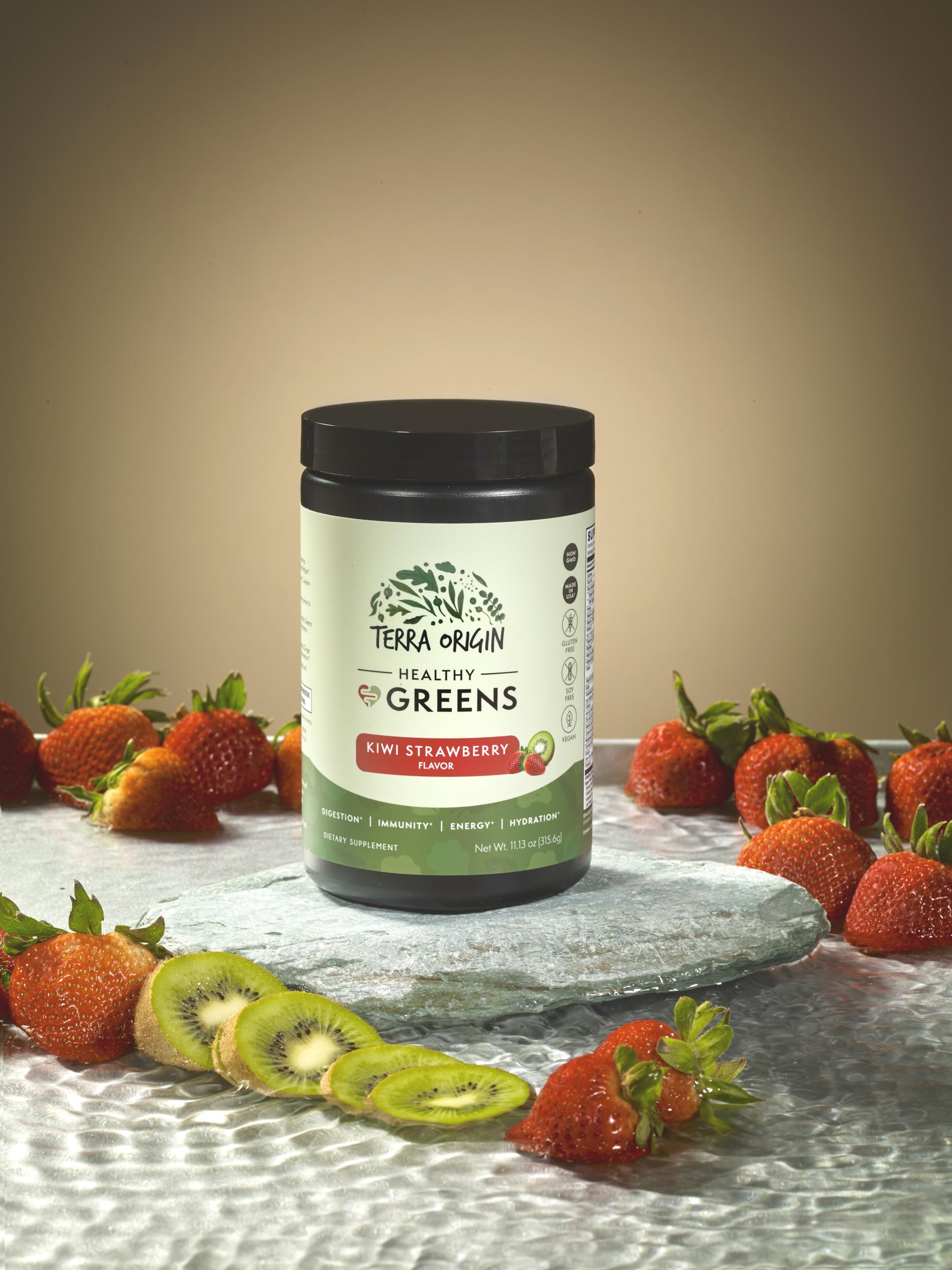 Terra Origin gut-health complex label emphasizes barrier support and overall digestive wellness.