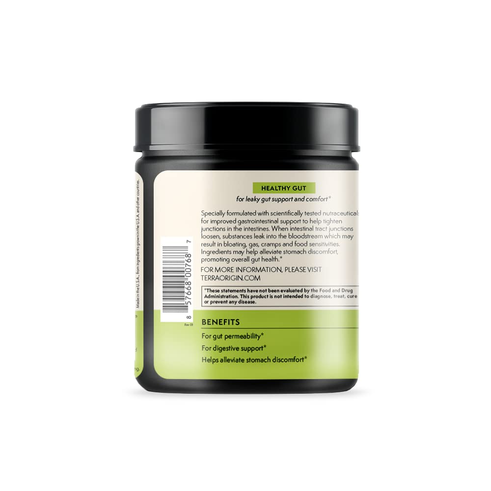 Terra Origin Healthy Gut ingredients pepzin-gi-zinc-carnosine highlighting gut lining support