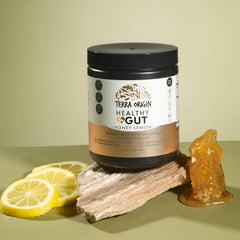Terra Origin Healthy Gut Powder scoop enabling precise daily dosing