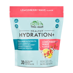 Terra Origin Lemonberry Wave hydration packet for workouts.