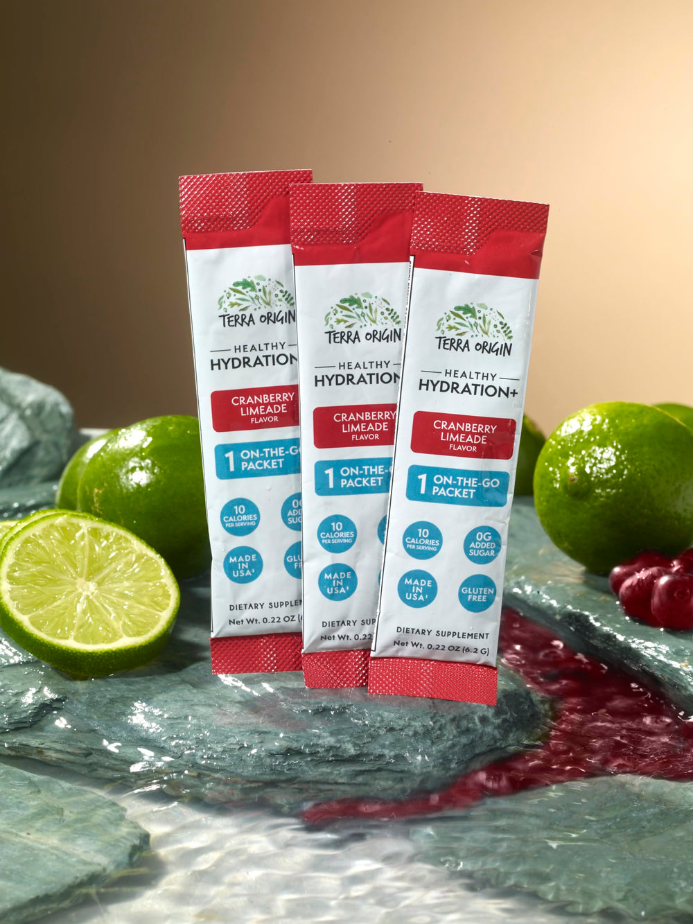 Terra Origin ingredients panel highlights gluten-free, clean formulation