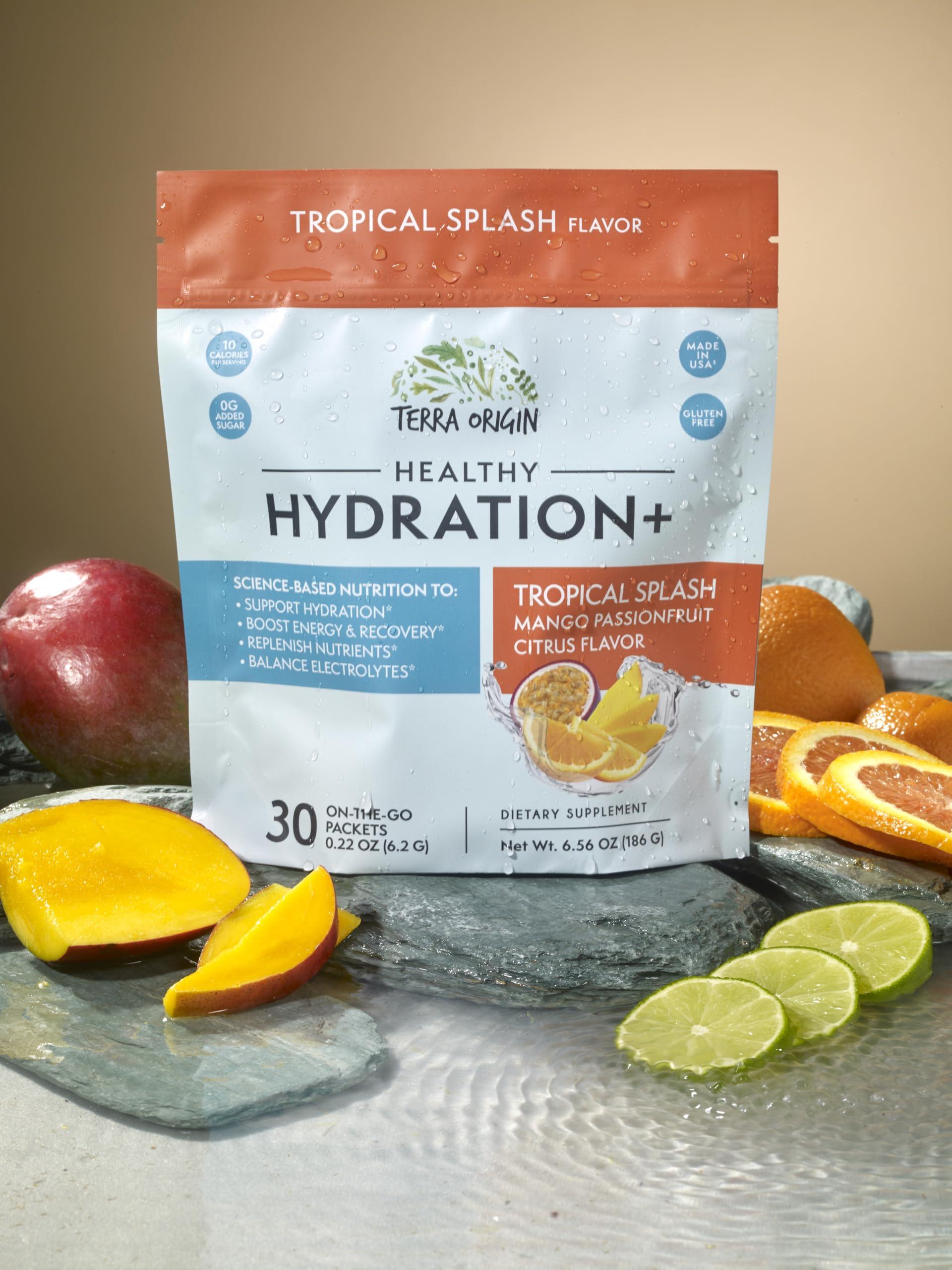 Made-in-USA Terra Origin packaging emphasizes quality and purity.