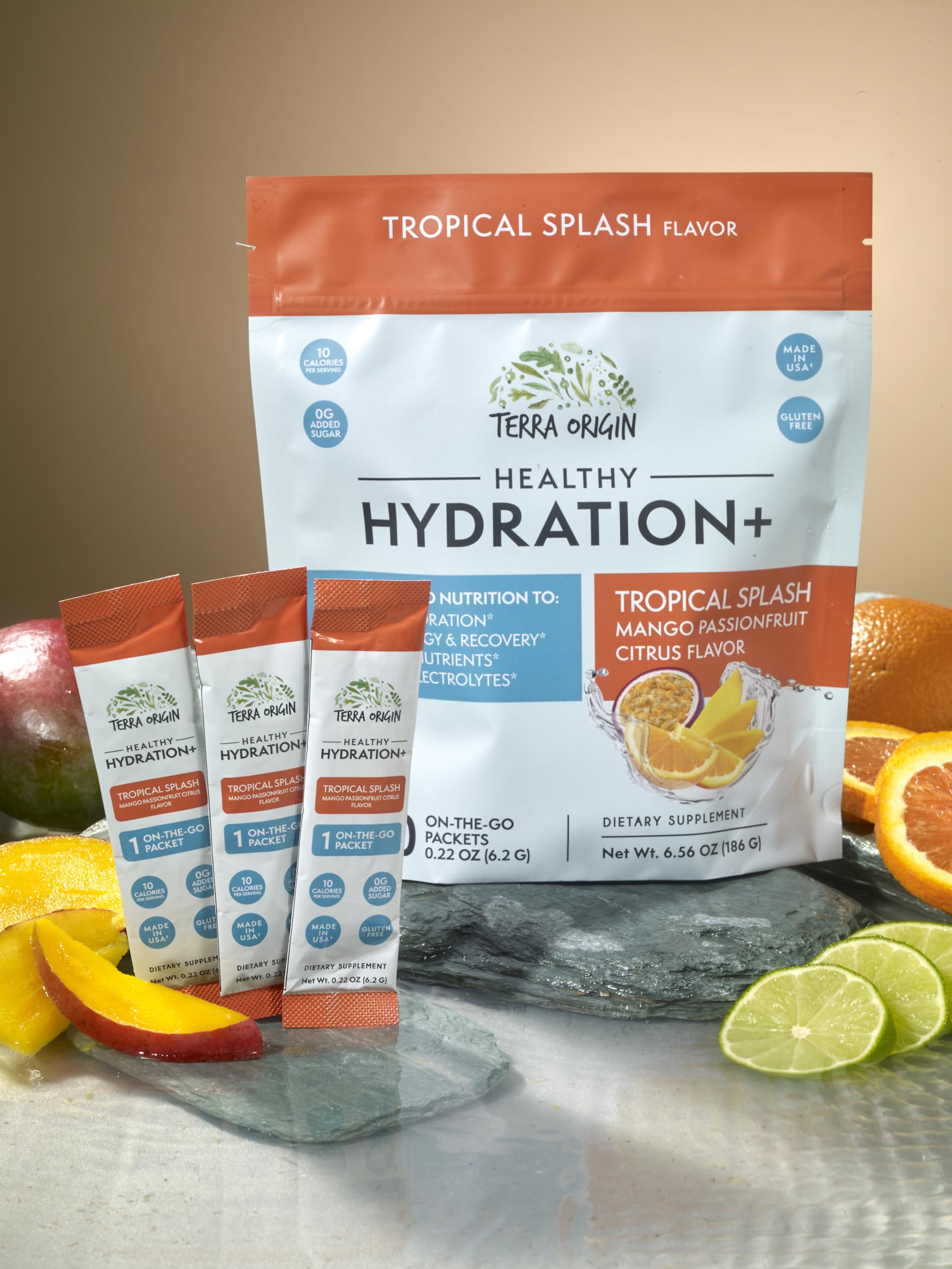 Party-ready Terra Origin hydration packets ideal for weekend gatherings.