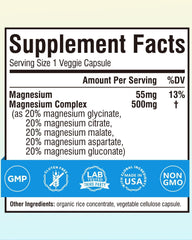 Terranics 5-in-1 magnesium capsules close-up showing five chelated forms