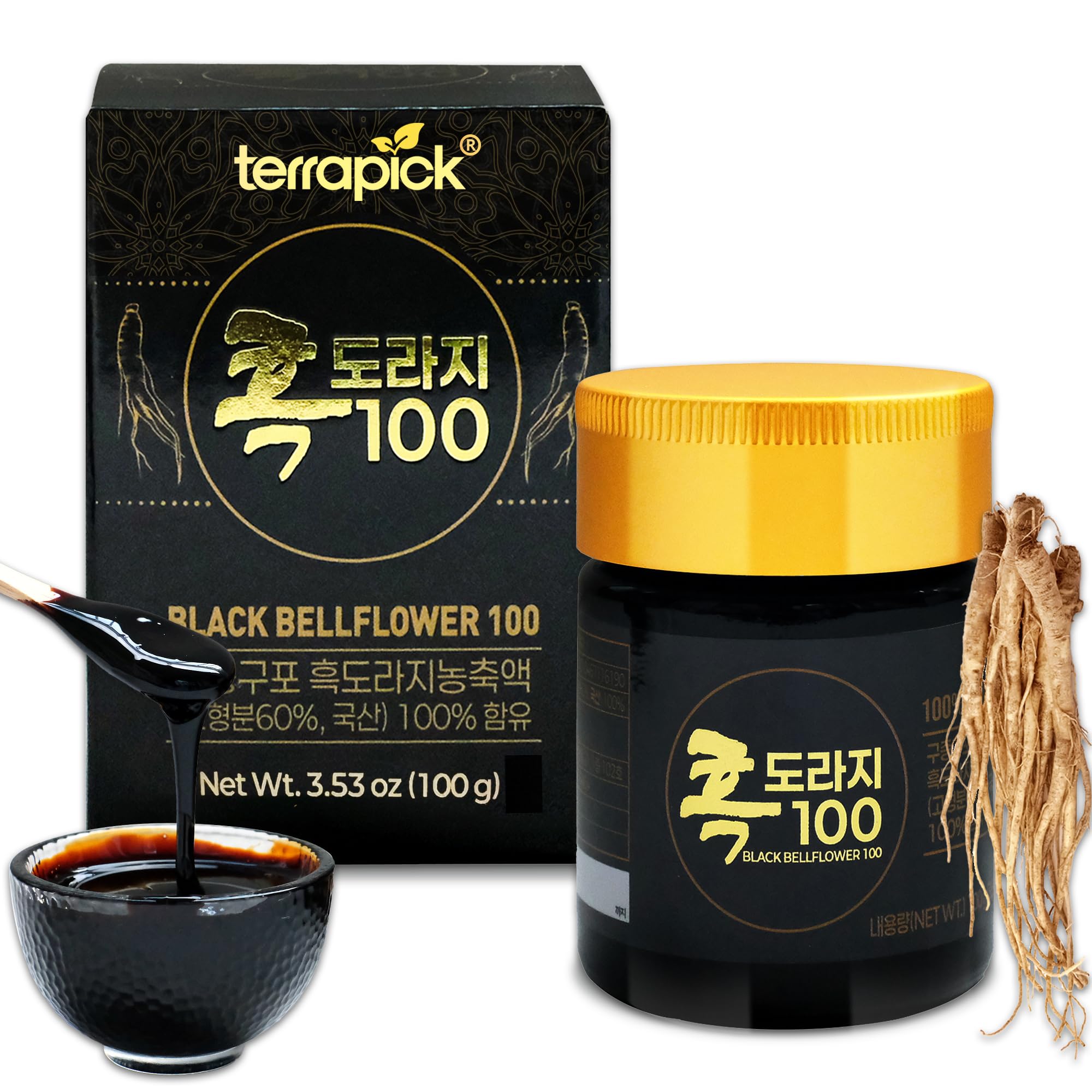 TERRAPICK Korean Black Bellflower Root Extract bottle on shelf supports daily wellness.