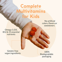 Dosage guidance for Terraseed kids vitamins by age groups 2-3 and 4+.