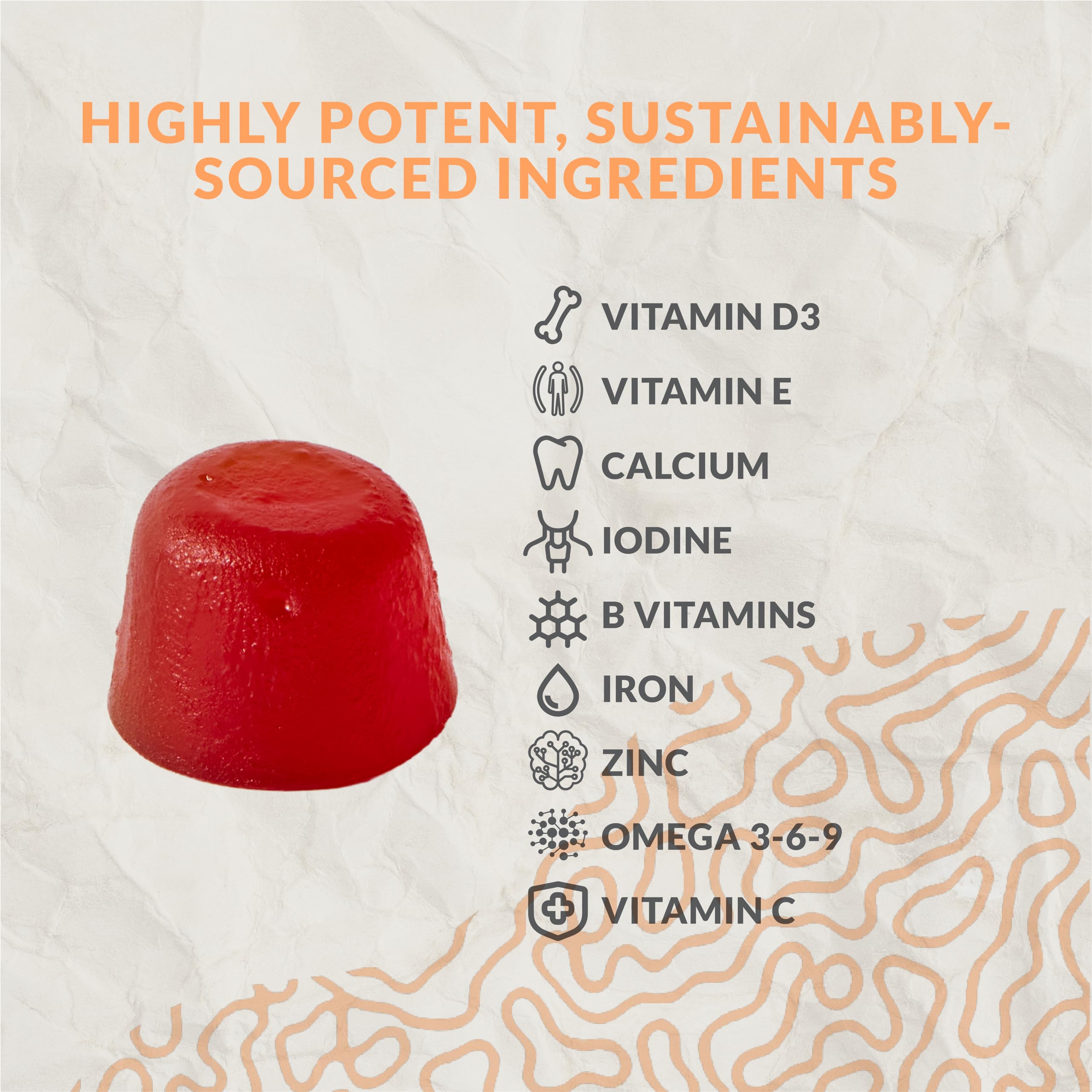 Omega-3 gummy from Terraseed supporting growth and brain development for kids.