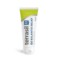 Terrasil Balanitis Relief bottle being poured for fast irritation relief.