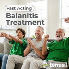 Terrasil Balanitis Relief cream texture close-up ready for daily application.