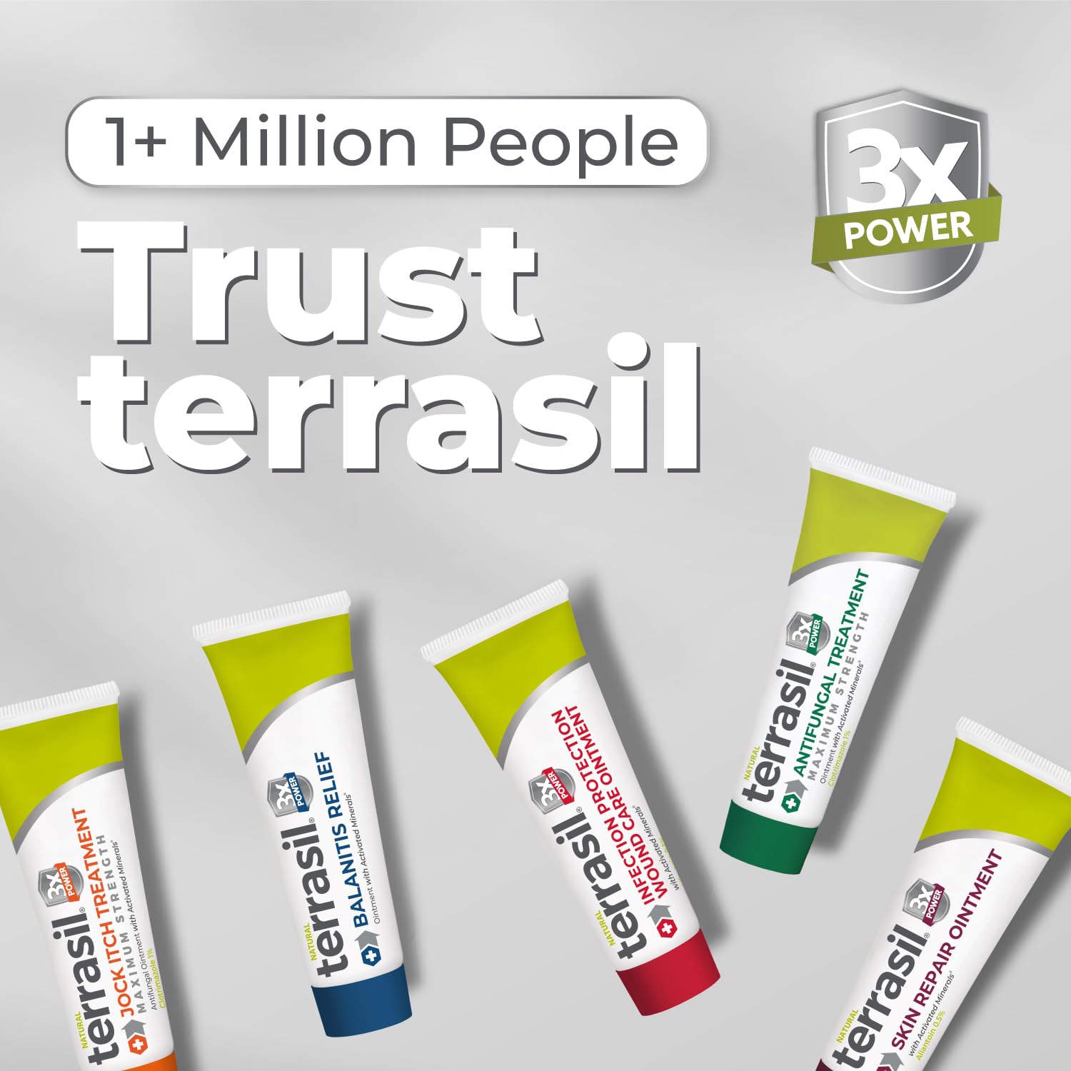 Terrasil Balanitis Relief with dermatologist-tested seal and safety notes.