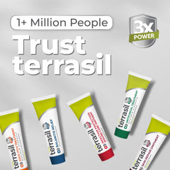 Terrasil Balanitis Relief with dermatologist-tested seal and safety notes.