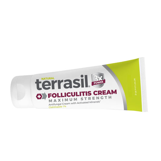 Terrasil Folliculitis Cream bottle for convenient, gentle relief on follicles