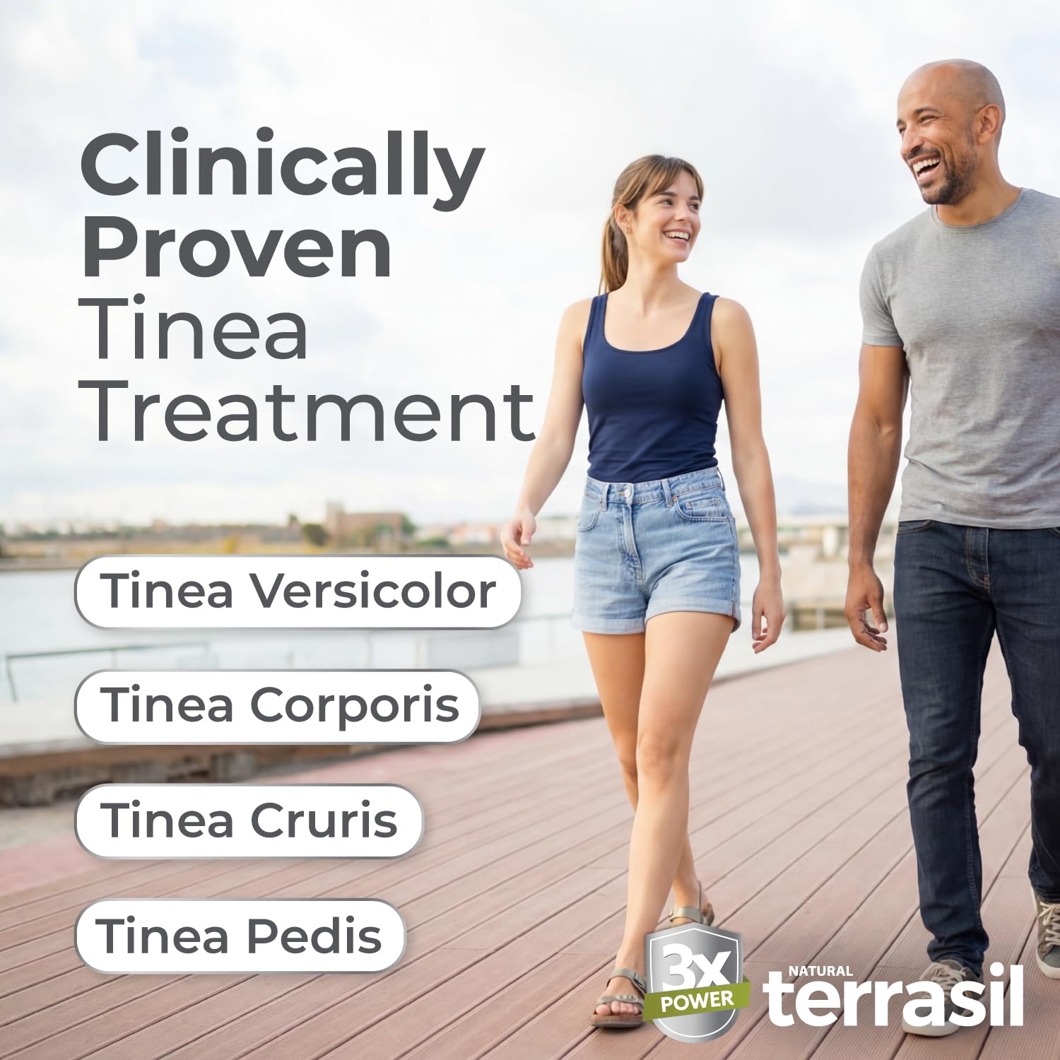 Terrasil Tinea Cream tube back view with ingredient notes and usage guidance.
