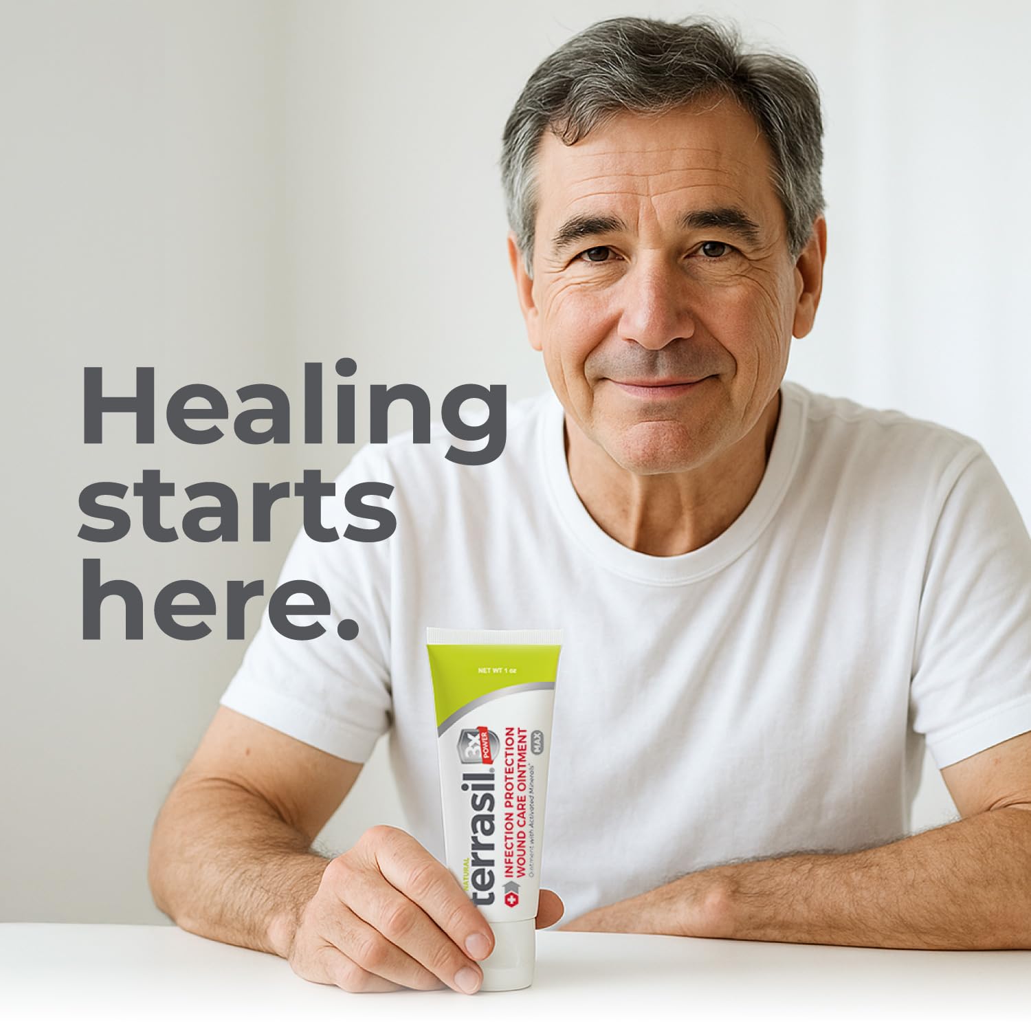 Terrasil Wound Care USA-made product seal and labeling.