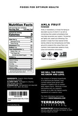Terrasoul Amla Powder bag front highlighting organic, non-GMO sourcing