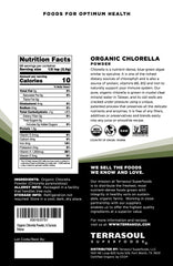Terrasoul chlorella powder scoop beside bag, highlighting convenient daily use.