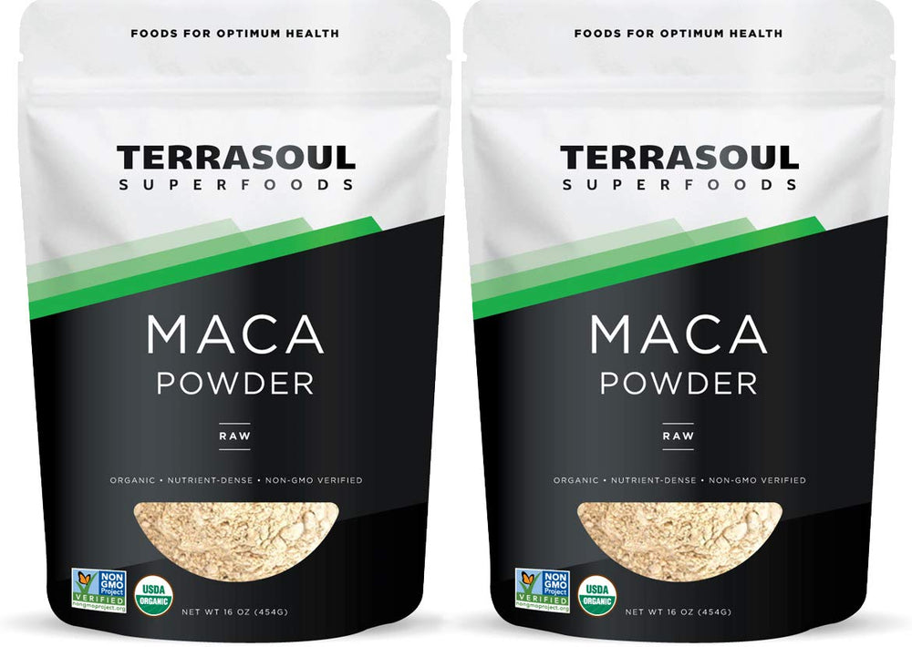 Terrasoul maca powder jar — premium organic raw maca for daily stamina.