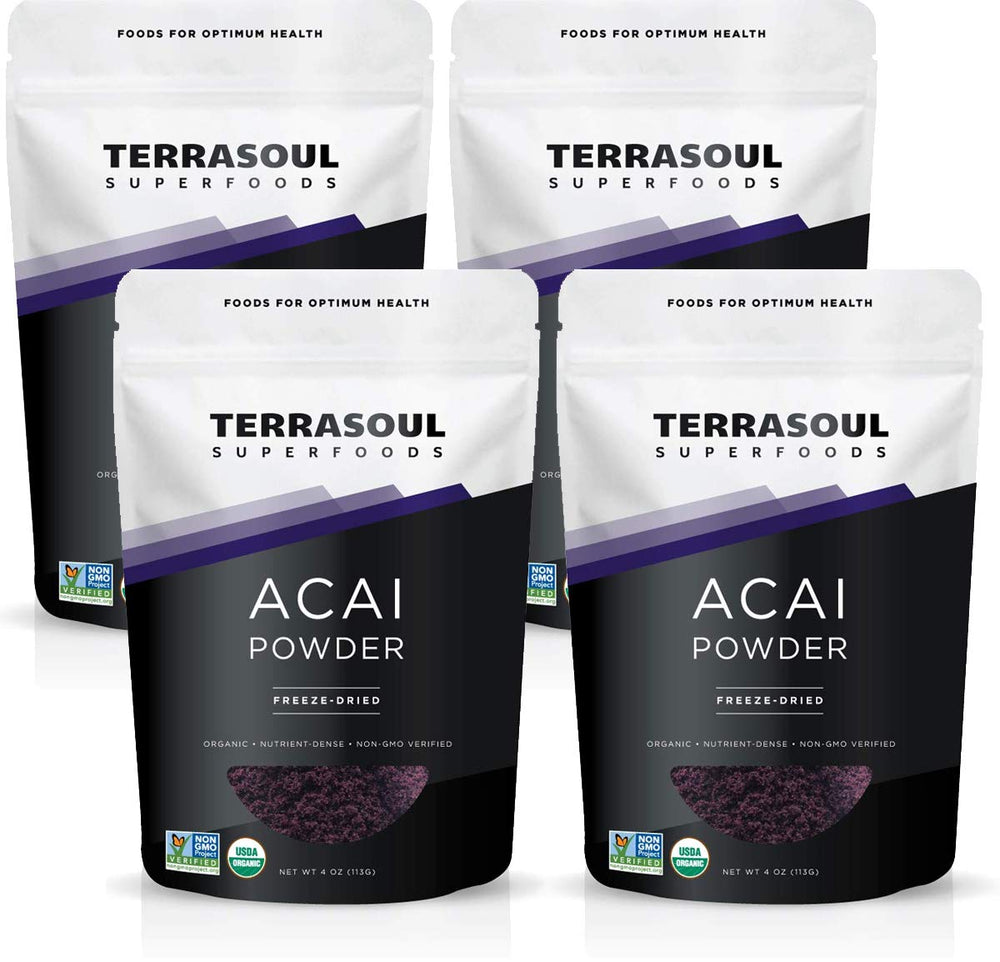 Terrasoul Superfoods acai powder packaging, ideal for quick smoothies.