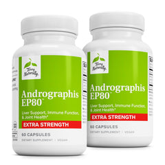 Terry Naturally Andrographis EP80 extra-strength bottle for immune and joint support.
