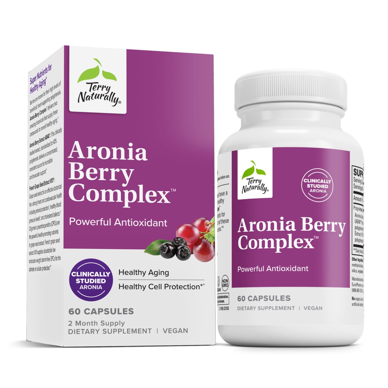 Terry Naturally Aronia Berry Complex bottle front view highlighting antioxidant support