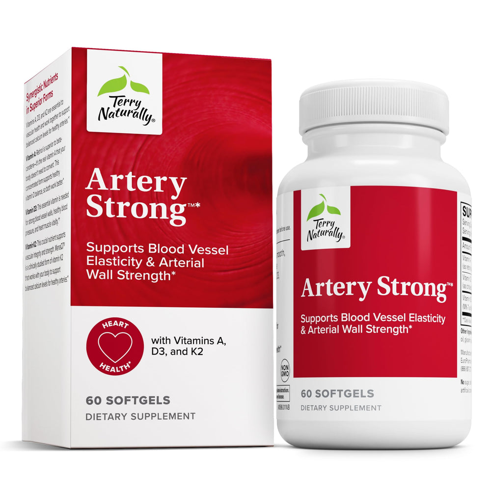 Terry Naturally Artery Strong bottle front view for vascular support.