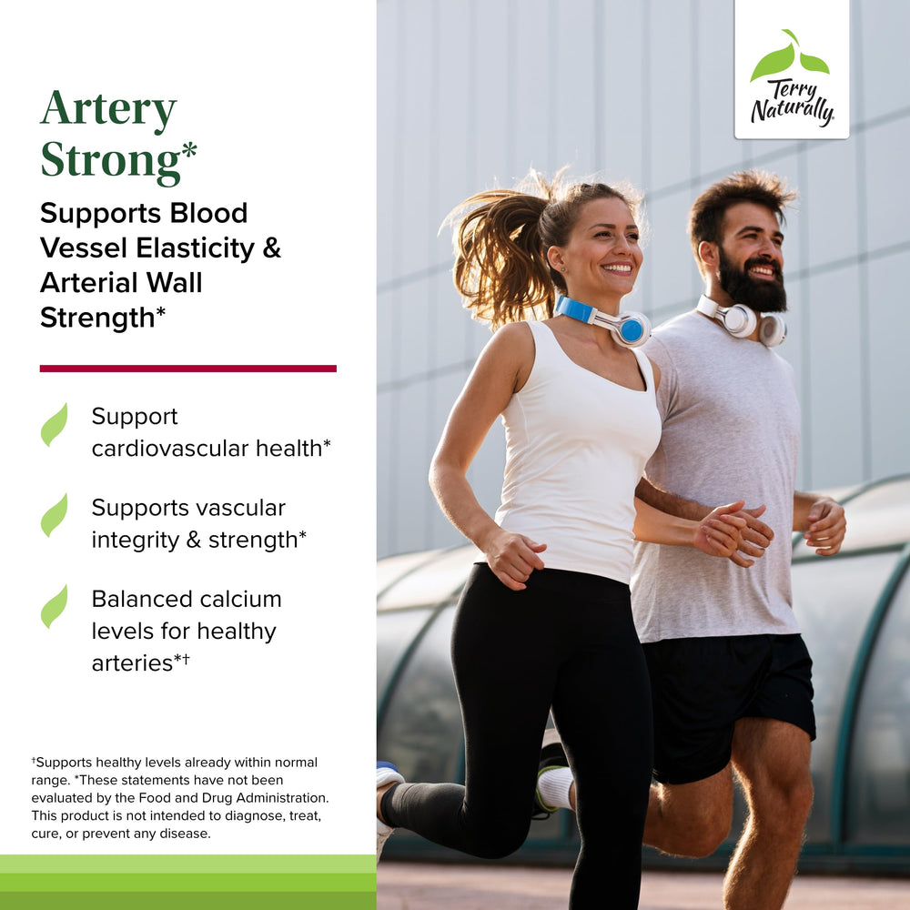 Terry Naturally Artery Strong label detail highlighting vitamins A, D3, and K2.
