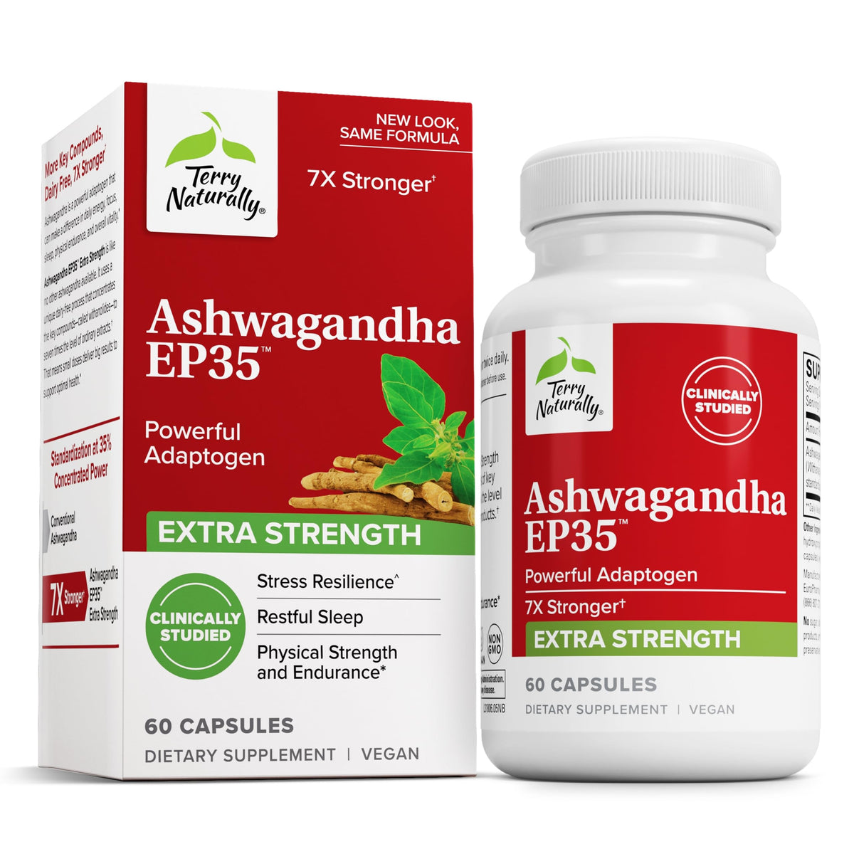 Terry Naturally Ashwagandha EP35 bottle front highlighting sleep support.
